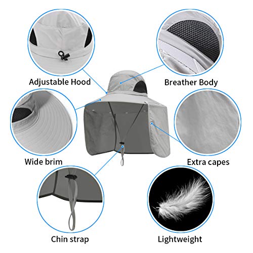 Image of Sun Blocker Hats Outdoor Sun Protection Fishing Cap with Neck Flap Large Brim Outdoor Hat