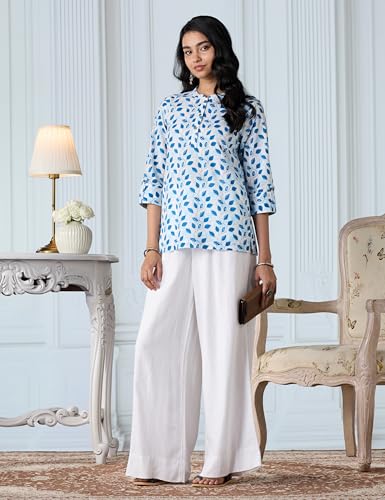 Image of Amazon Brand - Myx Women's Screen Print Straight Printed Regular Cotton Short Kurti (Available in Plus Sizes)
