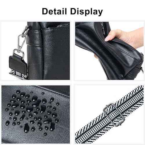 Image of Bluome Crossbody Purse for Women Multi Pocket Crossbody Bag with 3 Front Pockets Leather Shoulder Bag Everyday Travel Bag
