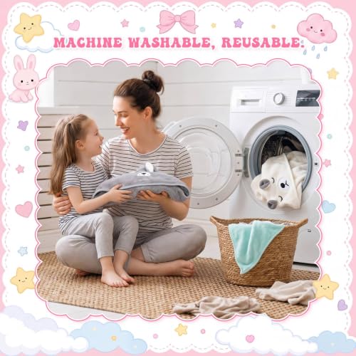 Image of Preboun 4 Pcs Baby Bath Towel 31.5 x 31.5 Inch Coral Fleece Baby Hooded Towel Absorbent Soft Babys Towels for Newborn Cartoon Animal Hooded Bath Blanket for Kids Newborn Shower (Gentle Color,Style B)
