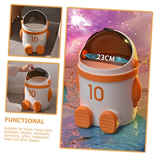 Caneca de basura astronauta con tapa 10L color naranja miniatura 4