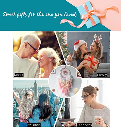 Dream Catchers - Pink Tree of Life Crystal Dream Catcher for Girls & Boys Kids Room Decor - Boho Wall Hanging