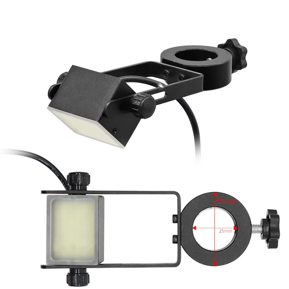 Iluminadores de microscopio Ajustable 60 LED Difusor PVC Iluminador cuadrado Visión lateral industrial for estéreo Lámpara luz 25/32 mm diámetro Repuestos para microscopios de laboratorio