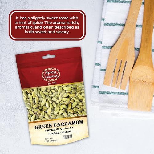 Spicy World Whole Green Cardamom Pods 7 Oz Large Bag (200g) - Natural Spice, Vegan, Large, Aromatic - By Spicy World - Image 7