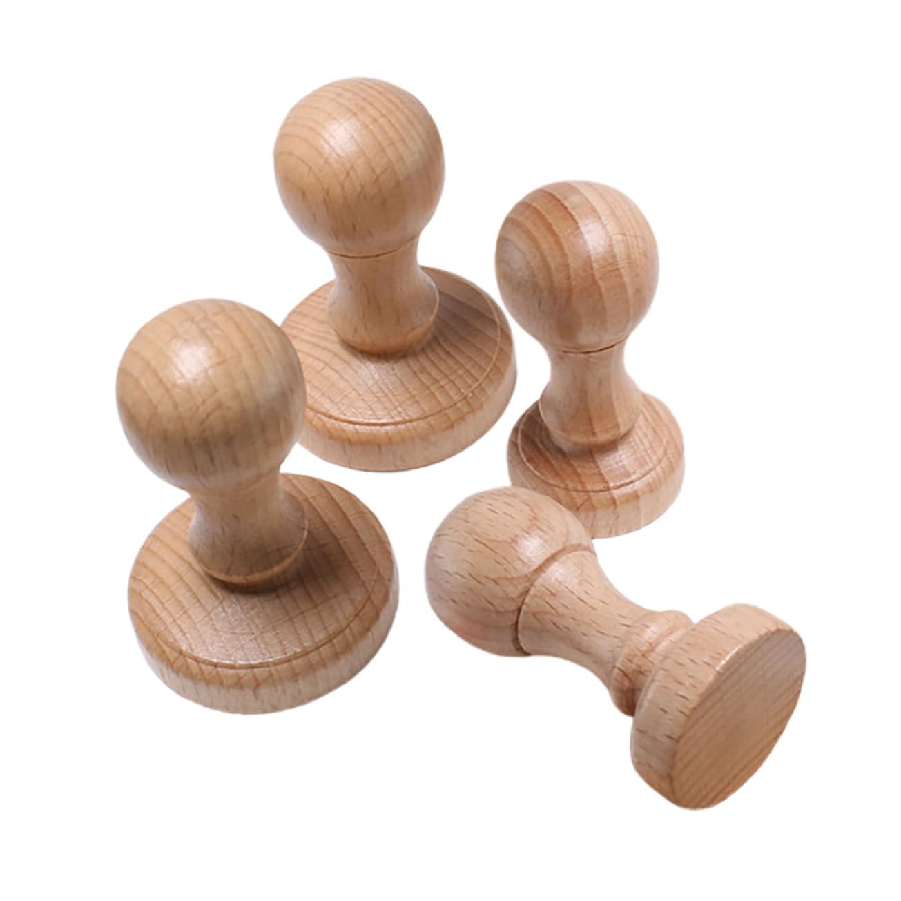 FUNOMOCYA 4pcs Wooden Stamp Handles for DIY Projects Ergonomic Grip for Creative Journaling Wood Crafting Accessories for Classroom Home Stamping