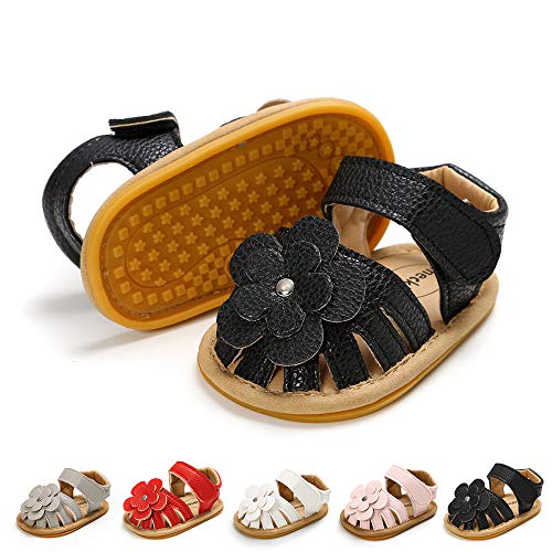 Miamooi Infant Baby Girls Boys Sandals Summer Bowknot Crib Shoes Toddler Pu Leather Flower Soft Rubber Sole Dress Flats First Walker Shoes