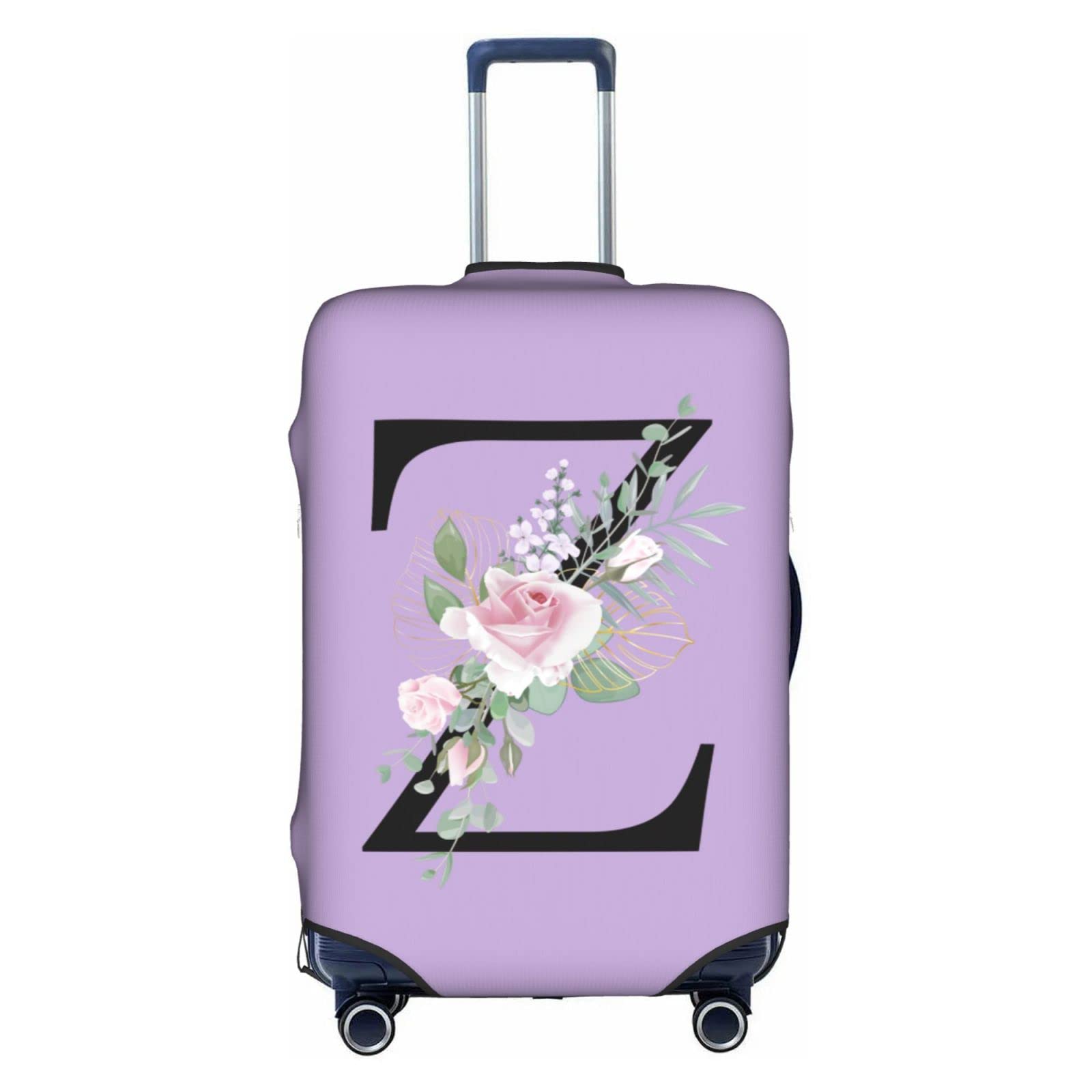 HAUYE Flower Letter Z Purple Luggage Cover Elastic Washable Stretch Suitcase Protector Anti-Scratch Travel Suitcase Cover for Kid and Adult L (25-28