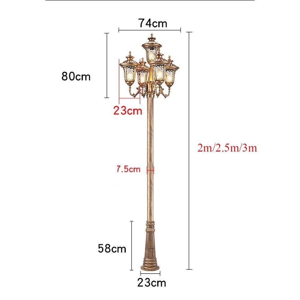 Lanterne vintage à 5 lumières d'extérieur en aluminium pour pelouse, rue, extérieur, cour, jardin, villa, porche, patio, paysage
