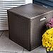 Suncast 60 Gallon Resin Outdoor Patio Storage Box, Water-Resistant Deck Storage Container, for Cushions, Garden Tools, and Outdoor Accessories, Java, Made in the USA