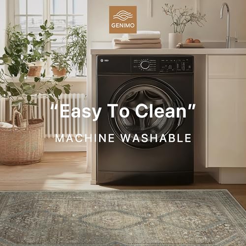 GENIMO 2x12 Non Slip Hallway Runner Rug, Machine Washable, Thin & Low Pile Lightweight for Kitchen, Laundry, Entryway, Bedroom & Living Room, Sage