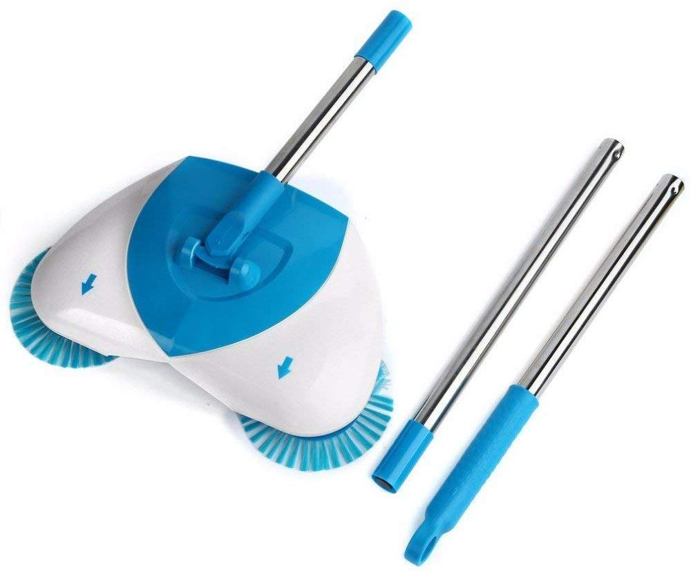 PVG Enterprise 3-in-1 Plastic Multifunction 360 Degree Rotating Sweeper Vacuum Floor Cleaner (White and Blue)