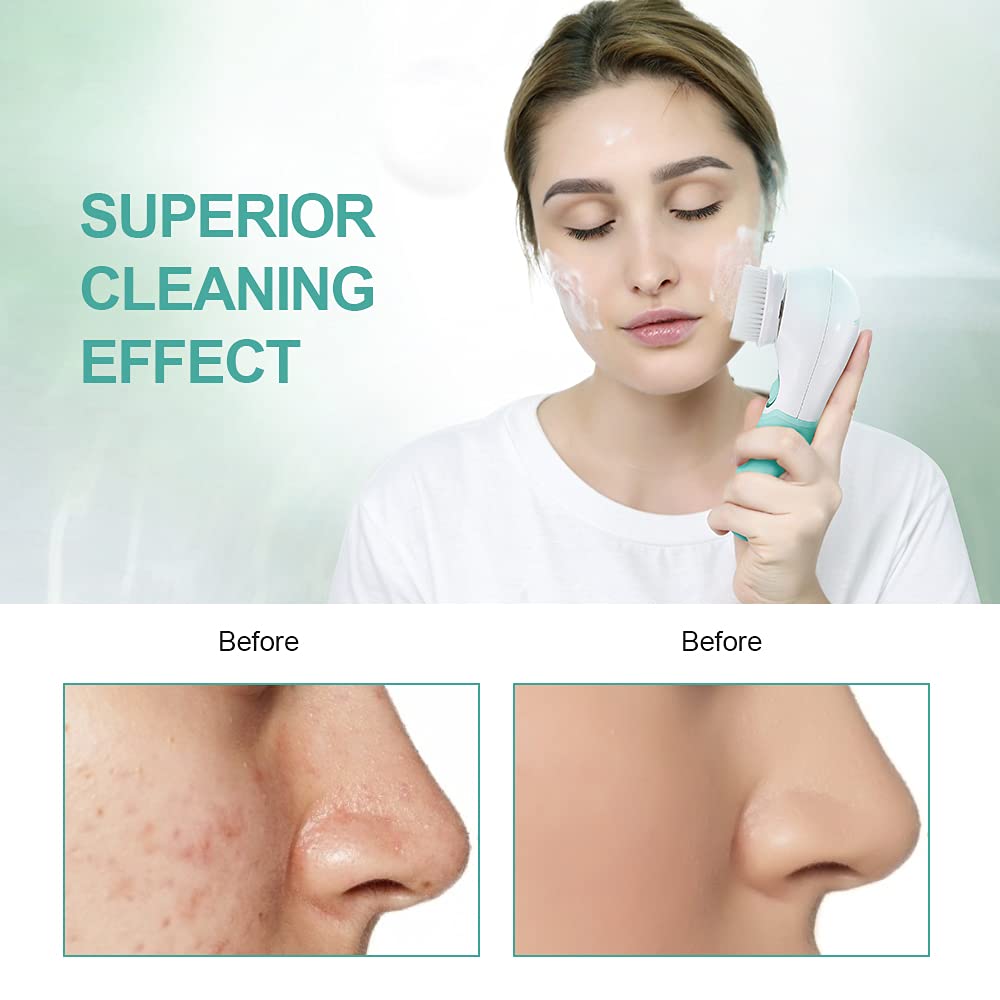 TOUCHBeauty Electric Facial Cleansing Brush Set with 3 Face Exfoliator Brush Heads, 360掳 Spinning Face Scrubber for Women with a Travel Case, Face Brush for Gentle Exfoliation, Deep Cleansing : Everything Else