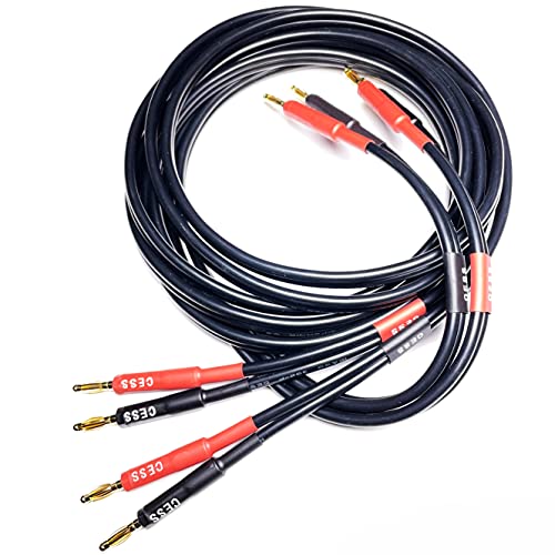 Image of CNCESS CESS-037-6f Banana Plug Male to Male Speaker Cable 12 Gauge 680 Strand Count Silicone Soft Wire, 2 Cables (6 FEET)