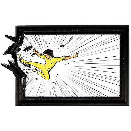 4th Wall Design FreeLee - Bruce Lee Poster with Frame | Unique and Dynamic Bruce Lee Wall Art | Martial Arts Decorations for Office or Dojo (10 x 7 inch Bruce Lee Art)