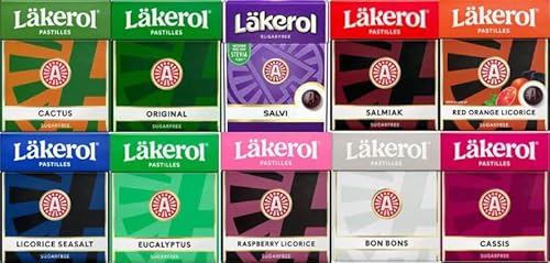 Läkerol (Lakerol) Mix Set 50 Boxes X 25G - Pick Any 50 Packs From Many Flavors Swedish - Sugar Free - Salmiak - Licorice - Liquorice - Pastilles - Drops - Dragees - Candies - Sweets #TOP21