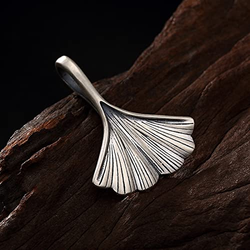 GaYouny S990 Fuß Silber Retro Tun Altes Matte Ginkgo Blatt Persönlichkeit Antike Dame Silber Anhänger Anhänger Damenanhänger Cover