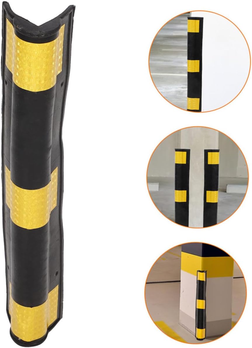 Unomor 2pcs Reflective Rubber Corner Guards for Garage Walls Easy to Install Protective Wall Protectors for Parking Lots and
