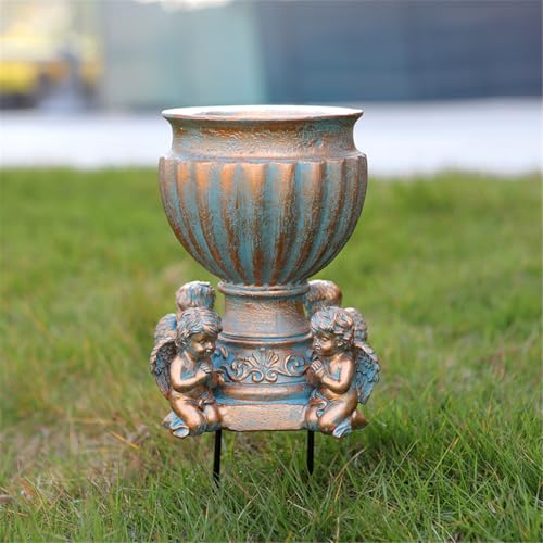 Grand pot de fleurs résine imitation pierre pour décor extérieur durable - 6