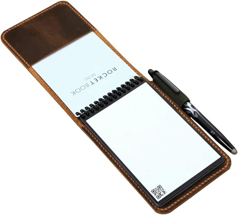 Personalized leather rocketbook mini case cover, leather flip notebook cover case for Rocketbook Notepad mini size 3.5 x 5.5 inch X03-L5RMC