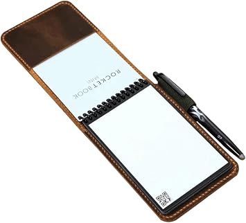 Personalized leather rocketbook mini case cover, leather flip notebook cover case for Rocketbook Notepad mini size 3.5 x 5.5 inch X03-L5RMC