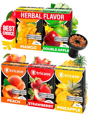 5 pcs Herbal Favors Bundle 1.7 oz Each - Peach, Strawberry, Mango, Pineapple, Apple