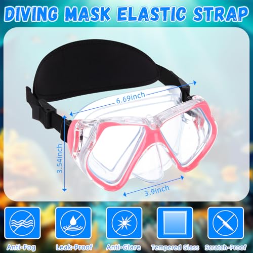Flutesan 6 Pcs Adult Swimming Goggles with Nose Cover Bulk Elastic Strap Snorkel Goggles Diving Masks with Neoprene Hair Protector Wrap Straps