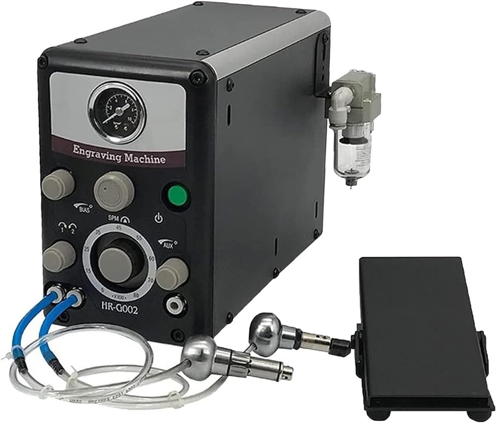 Eiwitany Dual Head Pneumatic Engraving Machine, Adjustable 400-800Rpm Impact Graver For Crafts, Metalworking, And Wrought Iron Artistry