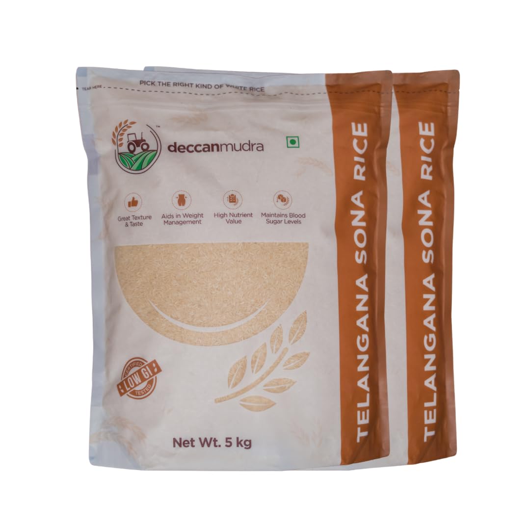 deccanmudra Low Gi (Glycemic Index) | Diabetic White Rice | Telangana Sona Rice | Single Polish White Rice | Low Fat | High Protein | High Fibre - 5 Kg (Pack Of 2) (B0CF5LQCKY) Amazon Price History, Amazon Price Tracker