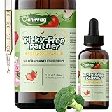 Kids Sulforaphane Supplement, Broccoli Sprout Extract Liquid, Kids Appetite Booster ( ages 1+), & Vegetable Nutrition Gap in Picky Eaters, Veggie Supplements with Strawberry Flavor - No Sugar, Vegan