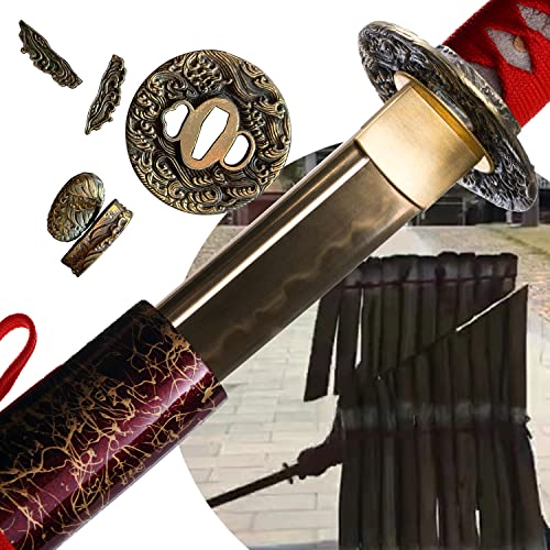 OKSs Real Katana Hand Forged with High Carbon Steel Handmade Full Tang Sharp Blade Japanese Samurai Sword OKSs Real Katana Hand Forged with High Carbon Steel Handmade Full Tang Sharp Blade Japanese Samurai Sword