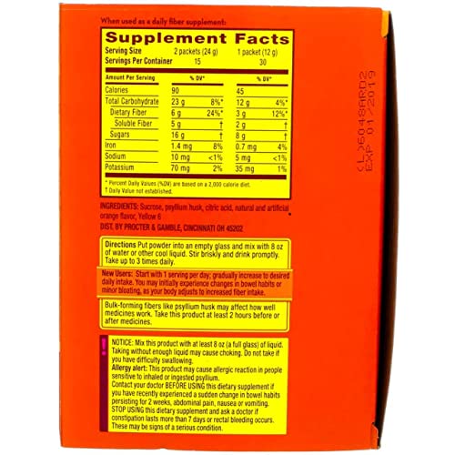 Metamucil Fiber Singles Smooth Texture Orange - 30 Packets, 12.9 Ounce (Pack of 1) - Image 6
