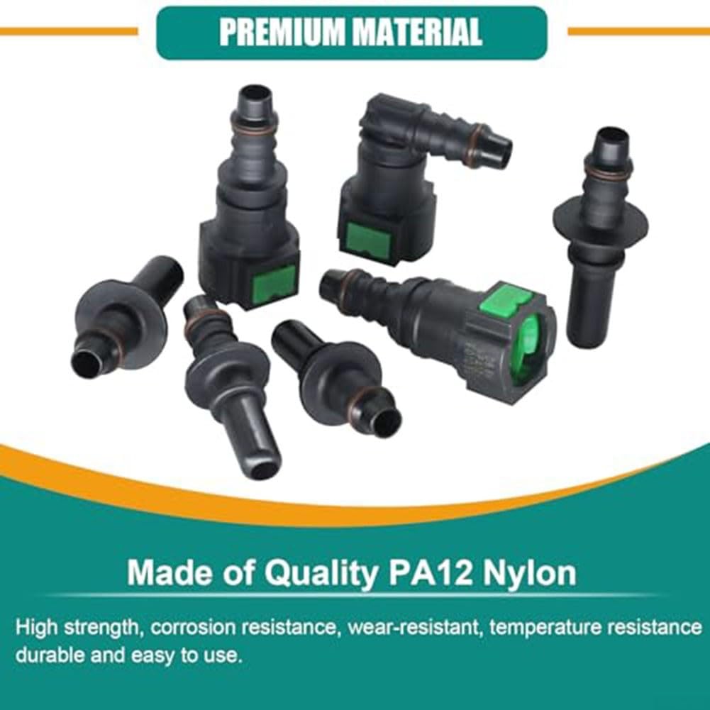 Set di 30 connettori rapidi per tubi carburante, PA12 in nylon SAE per tubo ID da 8 mm, kit di riparazione per aria, acqua, olio