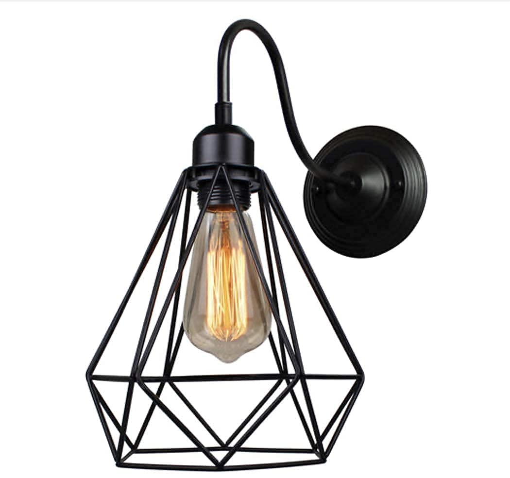 LIGHTZILLIA Antique Metal Wall Lights Modern Lamp Scones for Home, Living Room Decoration,Black (Bulb not Included) (Diamond (Pack of 1))