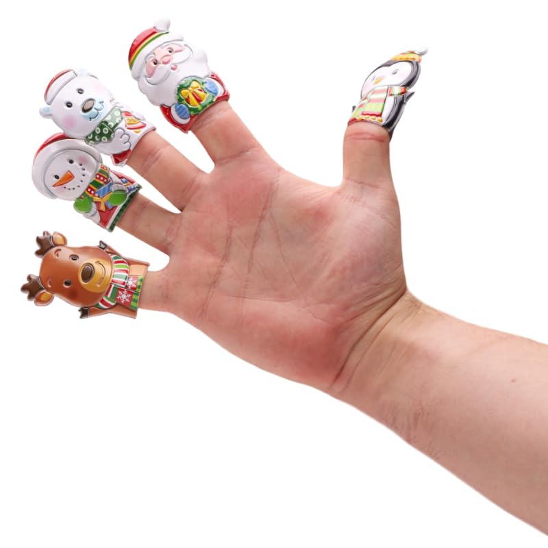 Toyland® Pack de 5 títeres de Dedo Festivos - Estilos Divertidos Variados - Rellenos de calcetín de Navidad - Cuentacuentos para niños