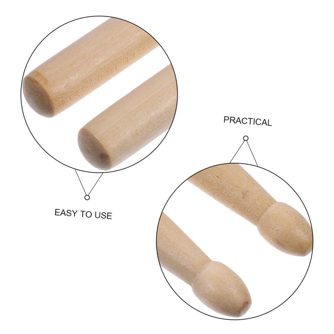 12 pares Baquetas de Madera para Batería Equilibrio Ergonómico Punta Redonda para Mayor Control Estándar Versátil para Práctica Bandas Escolares Batería