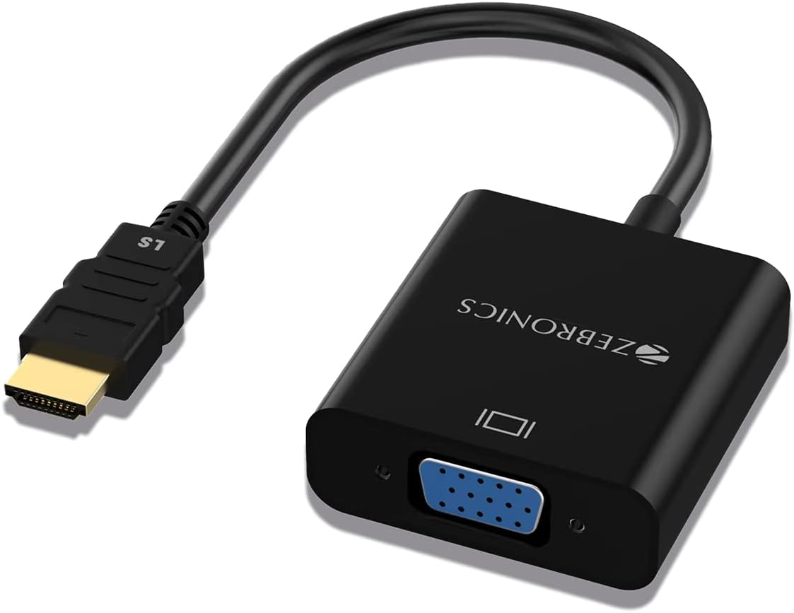 ZEBRONICS HAV01 HDMI to VGA Adapter with Full HD 1080p @ 60Hz Native Resolution, Gold Plated connectors, Plug Play Usage, Strong and Durable Build Quality