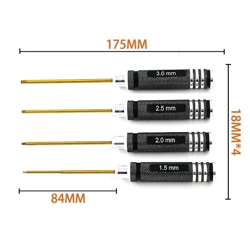 Recambios Rc Para FPV Para Carreras Drone Heli Aviones Coches Barco RC Herramientas 1,5mm 2,0mm 2,5mm 3,0mm Juego Destornilladores Hexagonales Kit Herramientas Hexagonales(Round)