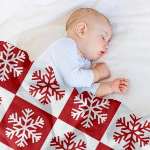 Couverture flocon de neige rouge en microfibre douce haute densité - 7
