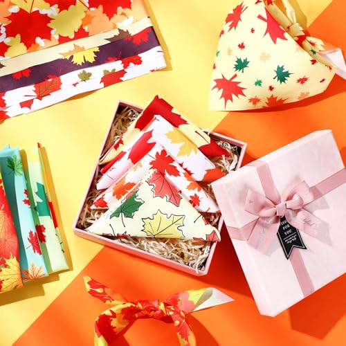 Image of Abbylike 50 Pcs Fall Dog Bandanas Bulk, Autumn Maple Leaves Pattern