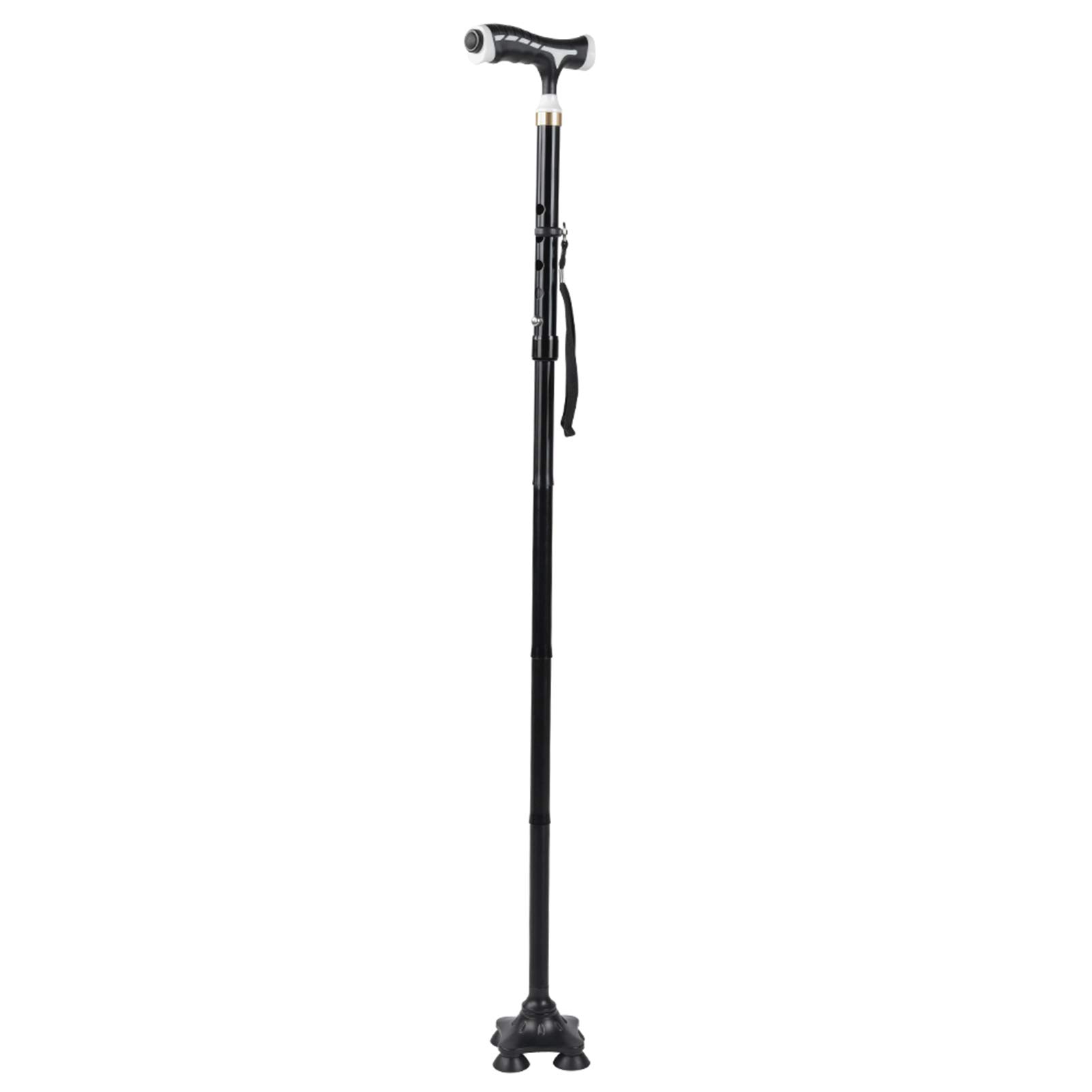 Bastone da Passeggio per Anziani Bastoncini da Trekking Pieghevoli in Lega di Alluminio Leggera a LED Stampelle per Anziani Bastone da Passeggio con Manico