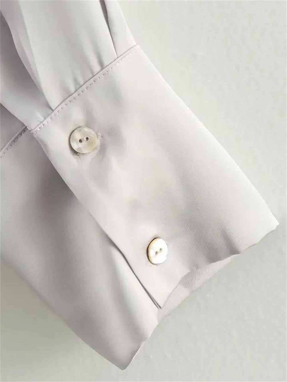 Camicia da donna in raso di seta multicolore a maniche lunghe a righe scozzese tinta unita casual vestibilità ampia camicia