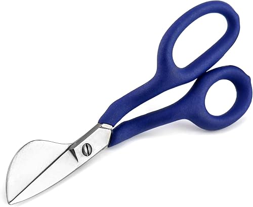Miniatura 7 de QWORK Tijeras de pico de pato, 7 pulgadas, tijeras de aplicación de pico de pato, para pila de alfombras, punzón de alfombra, color azul