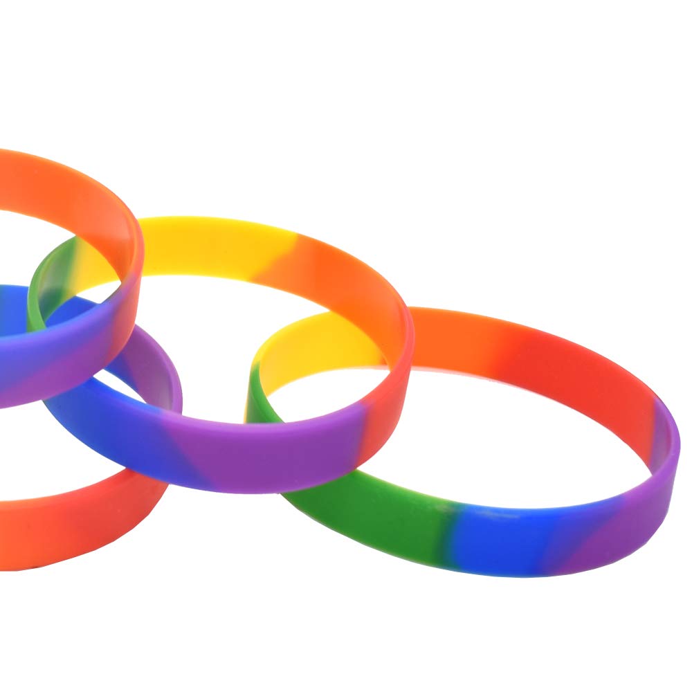 Rainbow Pride Silicone Wristbands – 12 Pack Stretchy LGBTQ+ Bracelets For Parades, Events & Parties