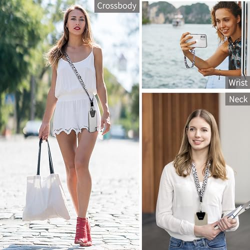 Image of OUTXE Phone Lanyard - 4x Pads, 1x Adjustable Neck Strap, 1x Wrist Strap, Nylon Phone Lanyard Compatible with All Smartphone