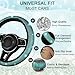 NBTEPEM 8 pcs Bling Car Accessories Set for Women, Steering Wheel Cover, Sparkly Seat Belt Covers, Bling Gear Shift Cover, Universal Fit Most Cars (Aquamarine Diamond)