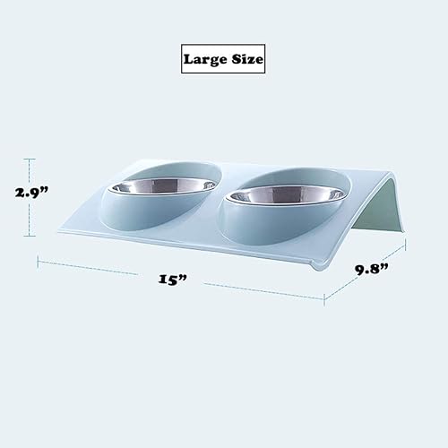 Miniatura 6 de Love Dream Tazones dobles para gatos y perros con soporte elevado, cuenco de acero inoxidable para mascotas, estación antiderrames, cuenco elevado
