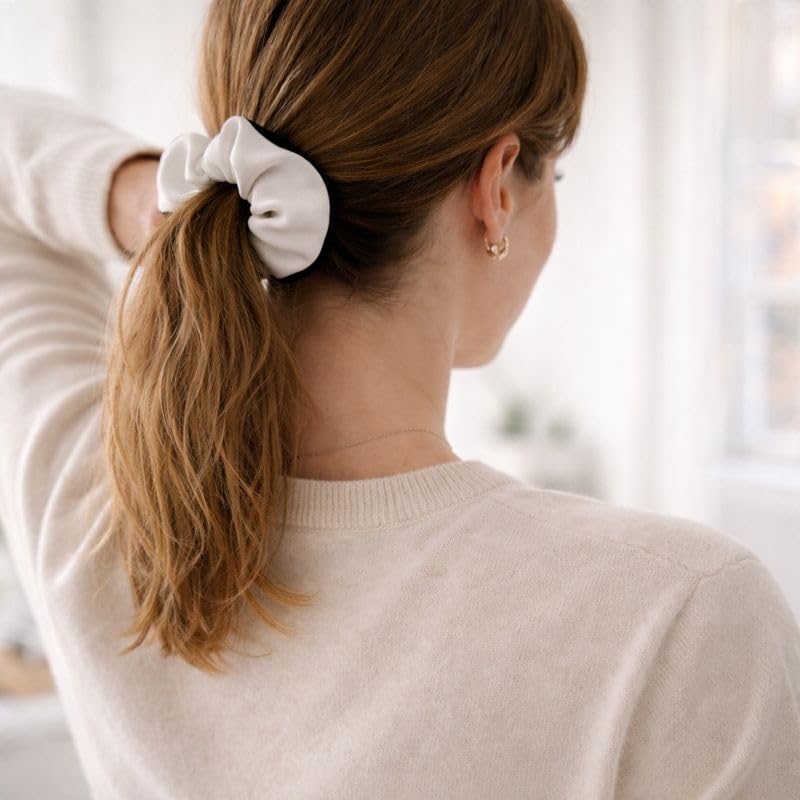 Soft Fabric Hair Elastics for Women, Gentle No Damage Hair Ties for Daily Wear & Ponytails, 4 Pack, Comfortable Stretch
