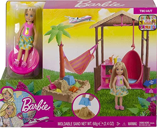 Barbie-Chelsea-Doll-and-Tiki-Hut-Playset-with-6-inch-Blonde-Doll-Hut-with-Swing-Hammock-Moldable-Sand-4-Molds-and-4-Storytelling-Pieces-Gift-for-3-to-7-Year-Olds-Amazon-Exclusive Barbie-Chelsea-Doll-and-Tiki-Hut-Playset-with-6-inch-Blonde-Doll-Hut-with-Swing-Hammock-Moldable-Sand-4-Molds-and-4-Storytelling-Pieces-Gift-for-3-to-7-Year-Olds-Amazon-Exclusive