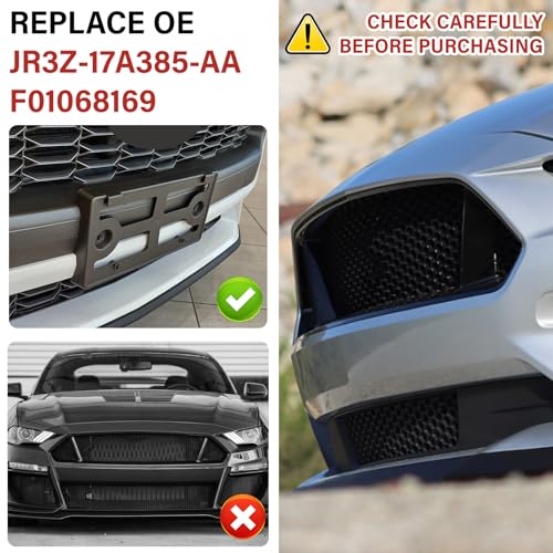 Image of License Plate Bracket Accessories for Ford Mustang 2018 2019 2020 2021 2022 2023, Front Bumper License Plate Holder Replacement Frame Black Mount