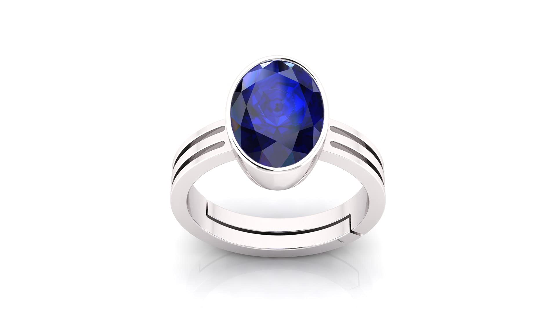16.00 Ratti / 15.50 Carat Certified Natural Blue Sapphire/Neelam Ring (Nilam/Neelam Silver Ring) panchdhatu Adjustable Ring for Men and Women-image-12